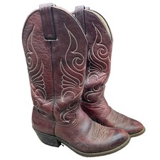 Vintage Abilene Cowgirl Leather Boots Women's 7 M Western USA made Red Brown