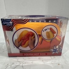 Sunny Days Squish Hot Dog 2-in-1 Tactile Squishy Squeeze Toy Yellow Orange NEW