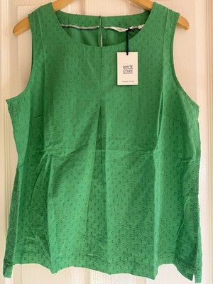White Stuff Paradise Organic Cotton Vest Green Size 14 RRP £45