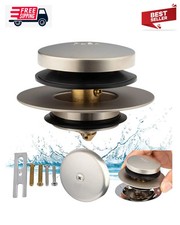 Brushed Nickel Tub Drain Conversion Kit - EZ Install Pop-Up Stopper  Overflow