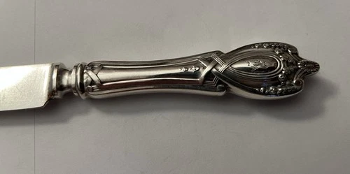 Antique Sterling Silver Monticello Rogers Lunt Bowlen Dinner Knife  w/Mono