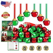 Bulk 300 Copper Jingle Bell Necklaces Red Green Holiday Craft Party Favors