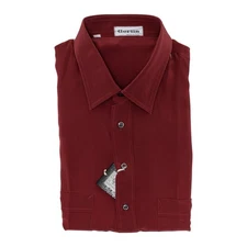 1400$  LUXURY GERLIN Shirt Red Short Sleeve 100% Silk 16-41 9H BIJAN