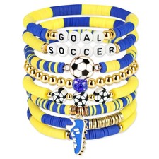 Soccer Beaded Bracelets, Game Day Clay Friendship Bracelets Soccer Sport Fan Str