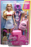 Barbie-Puppe,Reise-Barbie Mit Blonden Haaren, 10+ReisezubehöR, Aufkleber, Koffer