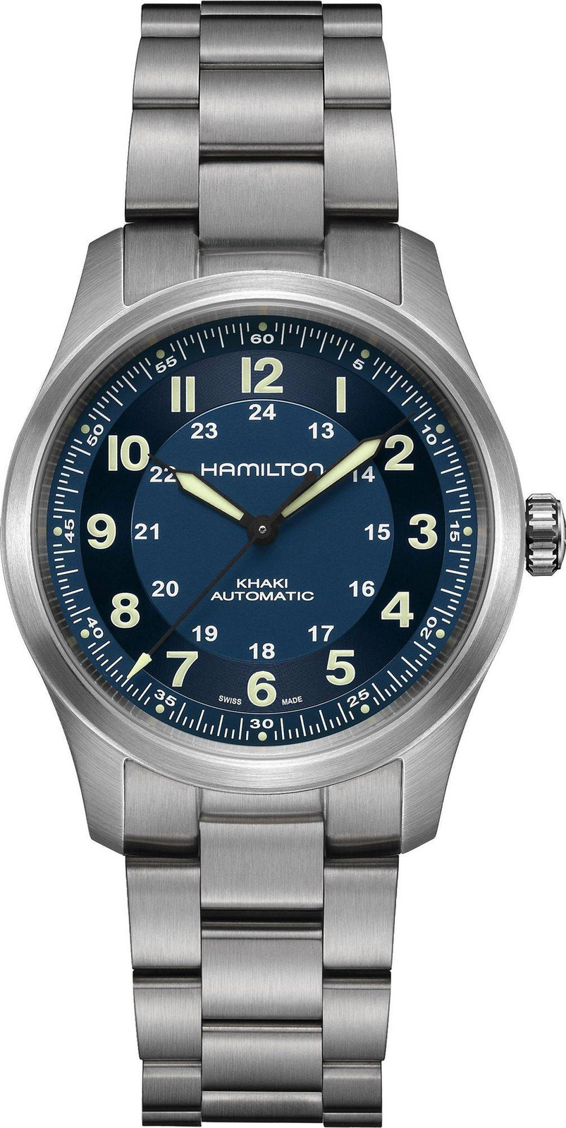 Orologio Hamilton Khaki Field Titanium Auto H70205140 Titanio Blu Watch