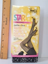 Spanx Star Power Center Stage Shaping Tights Sexy Black Antique Stripe Sz B NWT 
