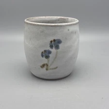 Jugtown Ware Studio Pottery Art 1984 Speckled Flat Bottom 10oz Cup Flowers
