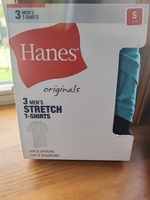 Men's Hanes Originals Crew Stretch T-shirts   3pk Small 34-36. NIB