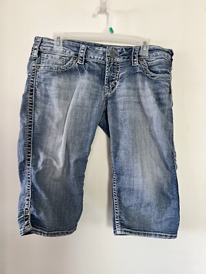 Silver Womens McKenzie Cropped Jean Shorts