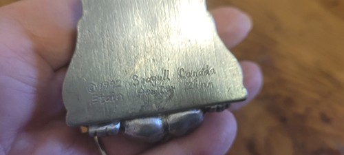 Abrazadera de peltre vintage para gato y ratón 1992 gaviota Canadá Etain Zinn defectuosa - Imagen 4 de 13