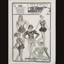 Vtg Stretch & Sew Skating Dress/Skirt/Leotard #306 Sz 30-46 Bust 21-33 Chest
