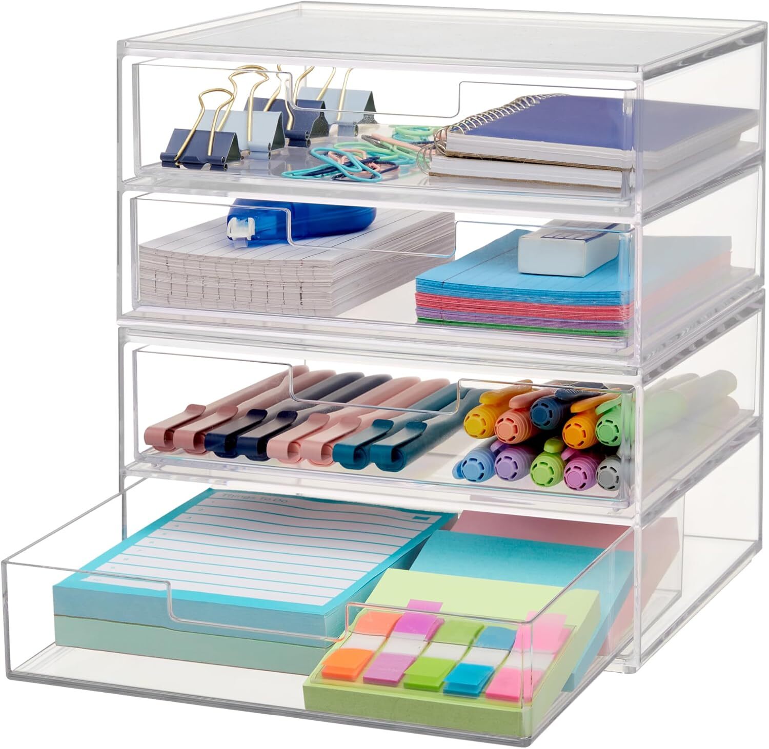 Clear 4-Wide Drawer Organizer for Office Kitchen Beauty USA