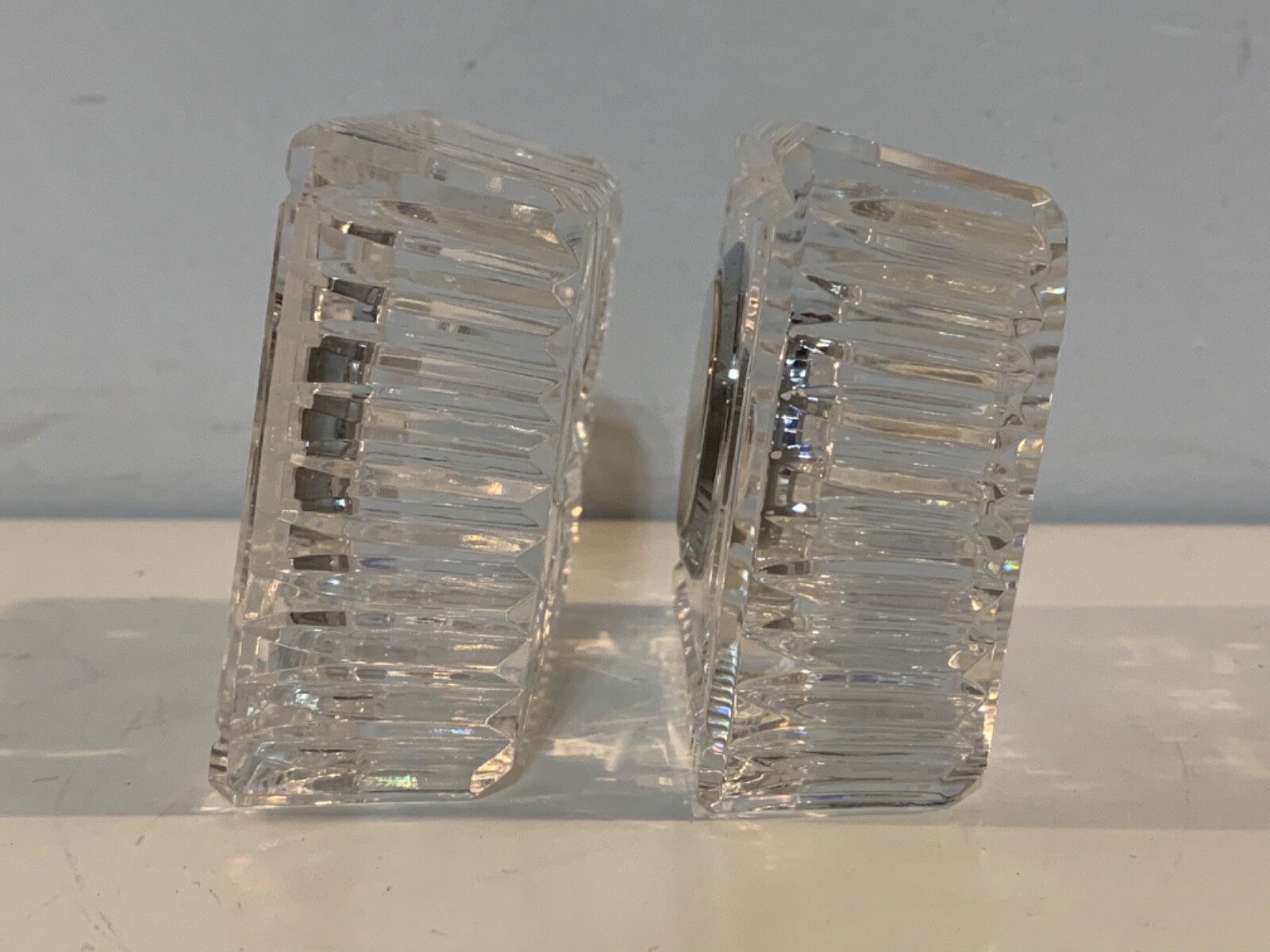 Vintage Waterford Cut Crystal Pair of Miniature Small Square Desk