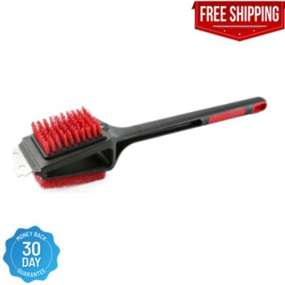 Expert Grill Nylon 3 in 1 Cleaning Grill Brush with Stainless Steel Scraper