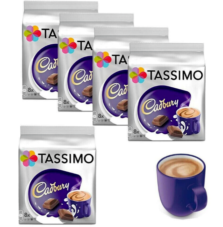 Tassimo Hot Chocolate Pods Cadbury Hot Chocolate 5 x 8 Pods 40 Drinks 8711000504574 eBay