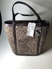 Maxx New York New X Nordstroms Brown Leather/fur Fuzzy Tote Handbag Purse Nwt
