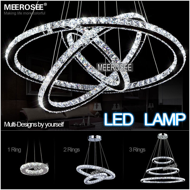 New LED Modern Crystal Circle Ring Chandelier Pendant Ceiling Lighting ...