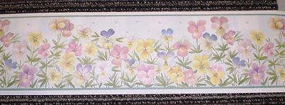 Pink Purple & Yellow Flowers on Light Blue Border by Fine Decor DHB.3821