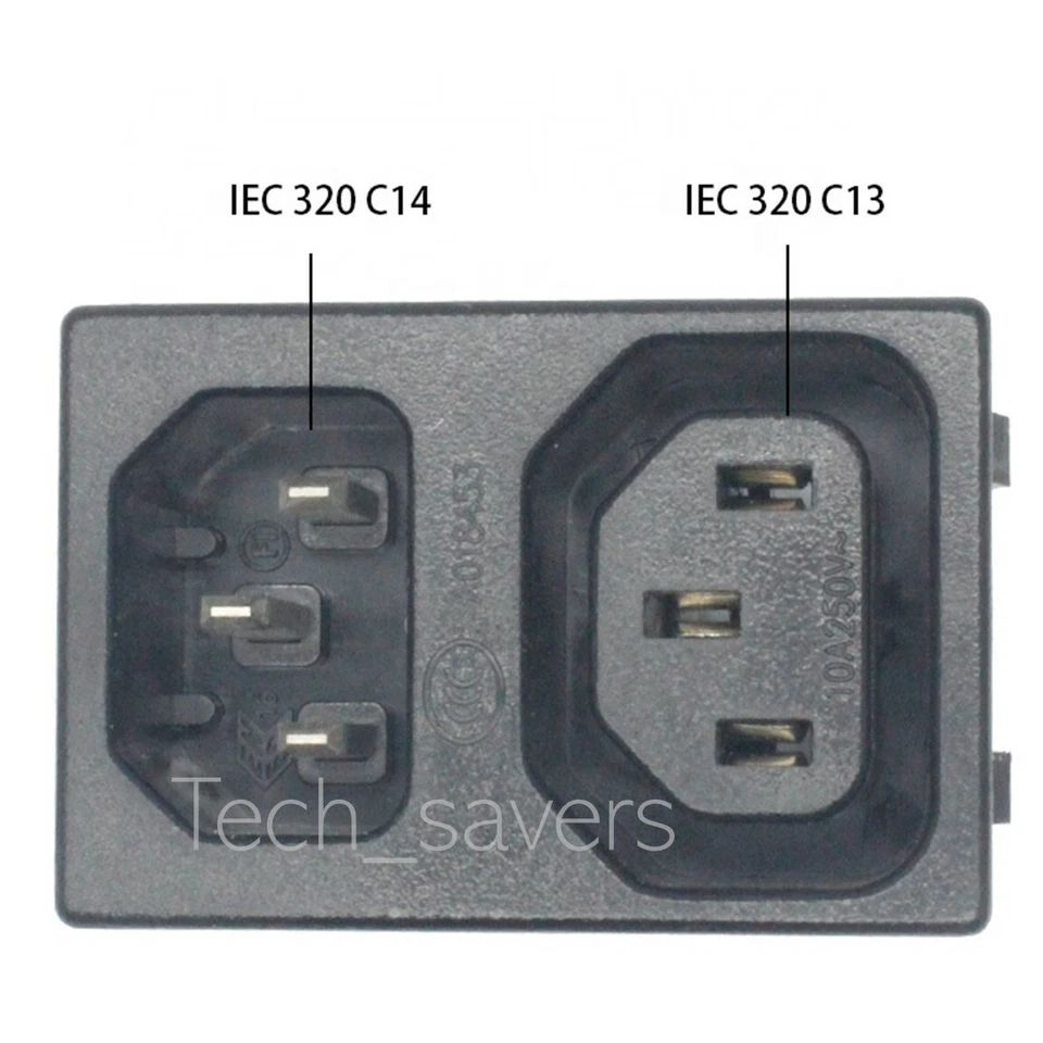 (1 PC) 10A/250VAC IEC320 C13/C14 Snap-In Male/Female Plug Connector USA SELLER! - Image 2 of 4