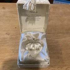 Friendship Sentiments Glass Heart Gold Trim 2002