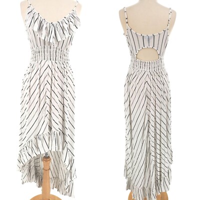chinese dress ladies Black & White Striped Cutout Maxi Dress