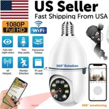 360° 1080P IP E27 Light Bulb Camera Wi-Fi IR Night Smart Home Wireless Security
