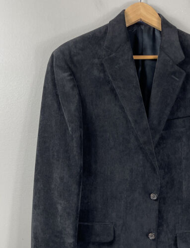 Ralph by Ralph Lauren Blazer Jacket Mens 41 L Black Thin Pin Corduroy - Picture 2 of 16
