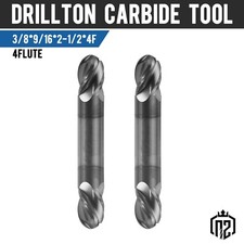 2PCS 4 Flute 3/8" Solid Carbide Ball Nose End Mill - Double End - AlTiN Coated
