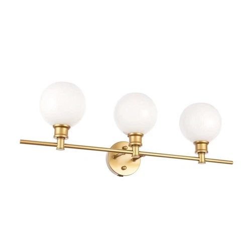 Living District Collier 3-Light Metal Wall Sconce in Brass and Frosted White - Picture 6 of 7
