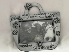 NEW BEST FRIENDS SHOPPING FRAME HOLDS 5” X 3.5” PHOTO PURSE SHAPED METAL