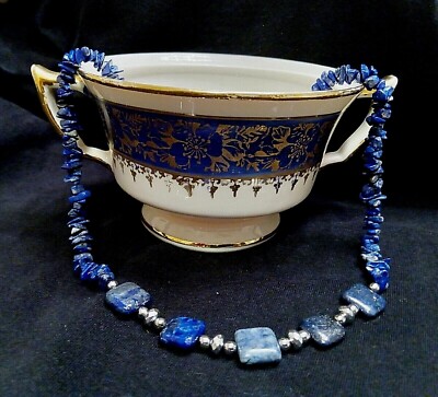 21'' LAPIS HALSKETTE.  Unikat.  Leuchtend leuchtend blaue Farbe.  Sterling Silber Verschluss.