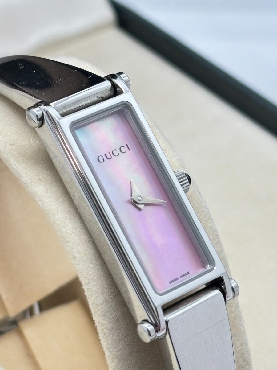 Exc+5 w/Box ] GUCCI 1500L Vintage Watch Silver Pink Dial Used