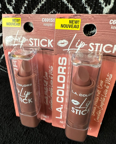 2pk LA COLORS KEEPER NUDE BROWN C69151 RICH CREAMY FULL COVERAGE LIPSTICK LOT - Picture 2 of 7