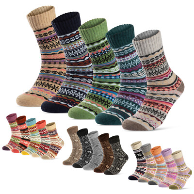 5 Paar Wollsocken Damen Herren Wintersocken warme Thermosocken