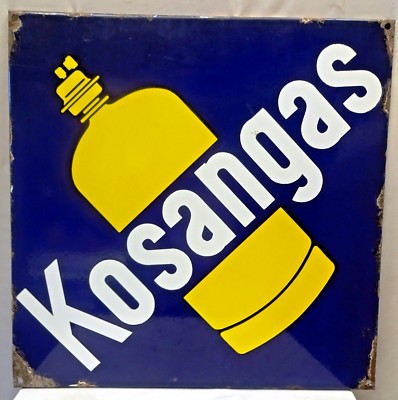 Vintage Kosangas Porcelain Enamel Gas Sign 19x19'' Petroliana LPG Advertising Old