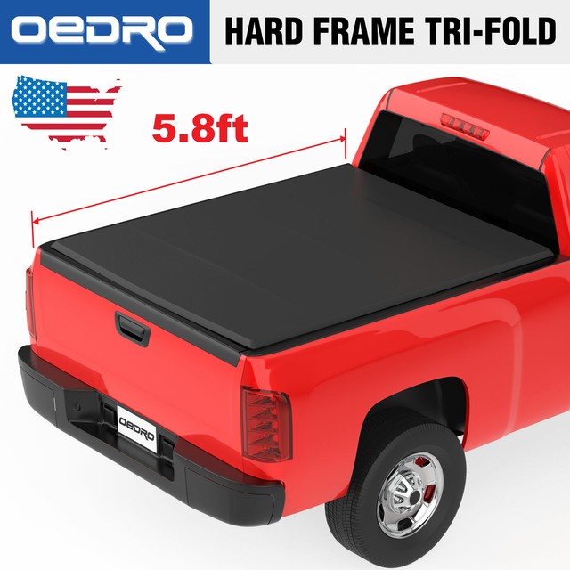 Fits 07 18 Chevy Silverado Sierra Black Vinyl 5 8ft Bed Tri Fold Tonneau Cover