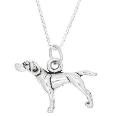 Sterling Silver 3D Pointer Dog Charm Necklace