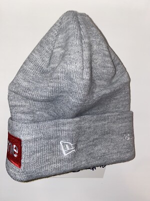 Supreme x New Era Box Logo Gray Red Beanie Hat FW18BN59 New | eBay