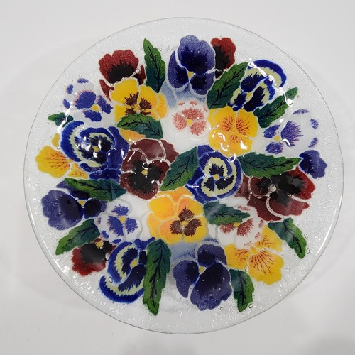 Juego de servir arte en vidrio fundido Peggy Karr Pansy cuenco decorativo y plato rectangular - Imagen 4 de 21