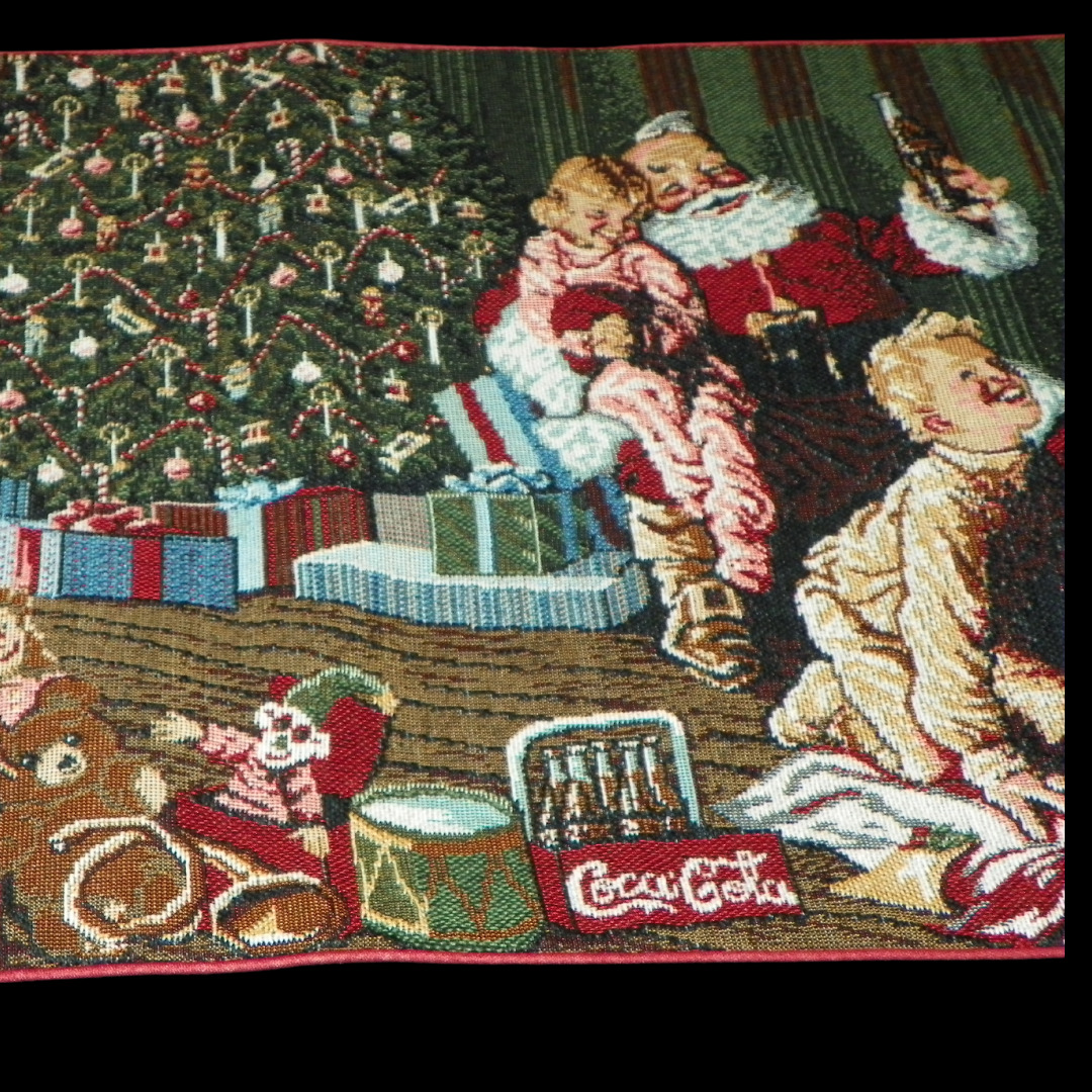 Coca Cola Table Runner Textile Tapestry Night Before Christmas Holiday New