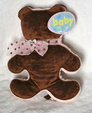 First  Main Baby Plush Brown  Pink Bear Silhouette Pillow Stuffed Toy