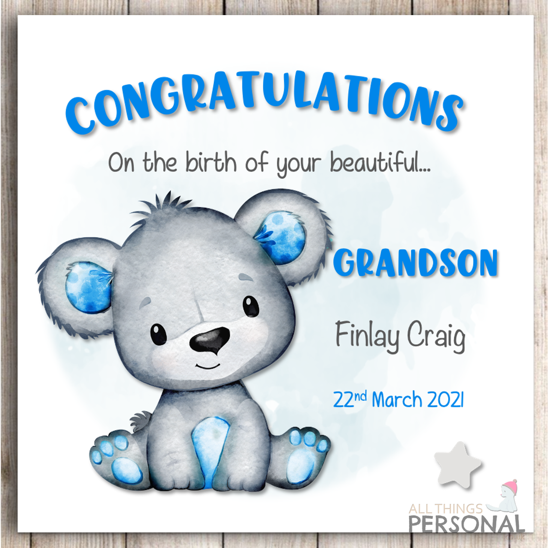 New Grandson Card Congratulations Grandparents Personalised It's a ...