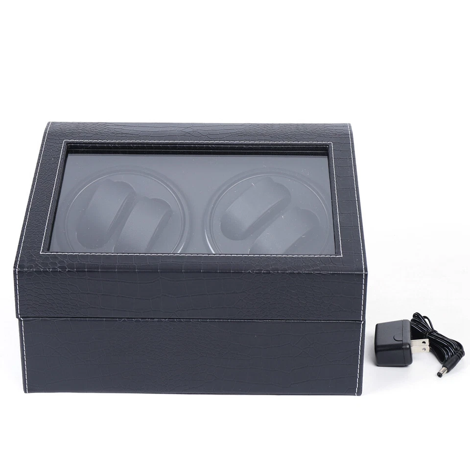 Enrollador de reloj de rotación automática caja de almacenamiento de lujo cuero madera vitrina 4+6 Foto 4 de 4