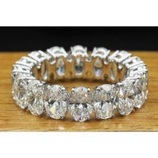 Oval Cut 6.50Ct Diamond Band 14K White Gold Full Eternity Ring Simulated Size 7