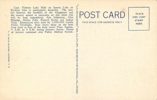 Cochecito de postal IV Pasar Rocas Pintadas Watkins Glen N.Y. Palmers Lake - Imagen 2 de 2