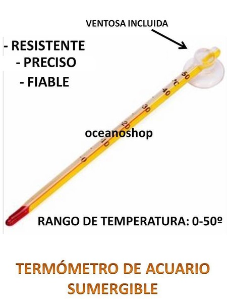 TERMOMETRO de ACUARIO  cristal temperatura  Pecera con VENTOSA INCLUIDA 0 a 50º