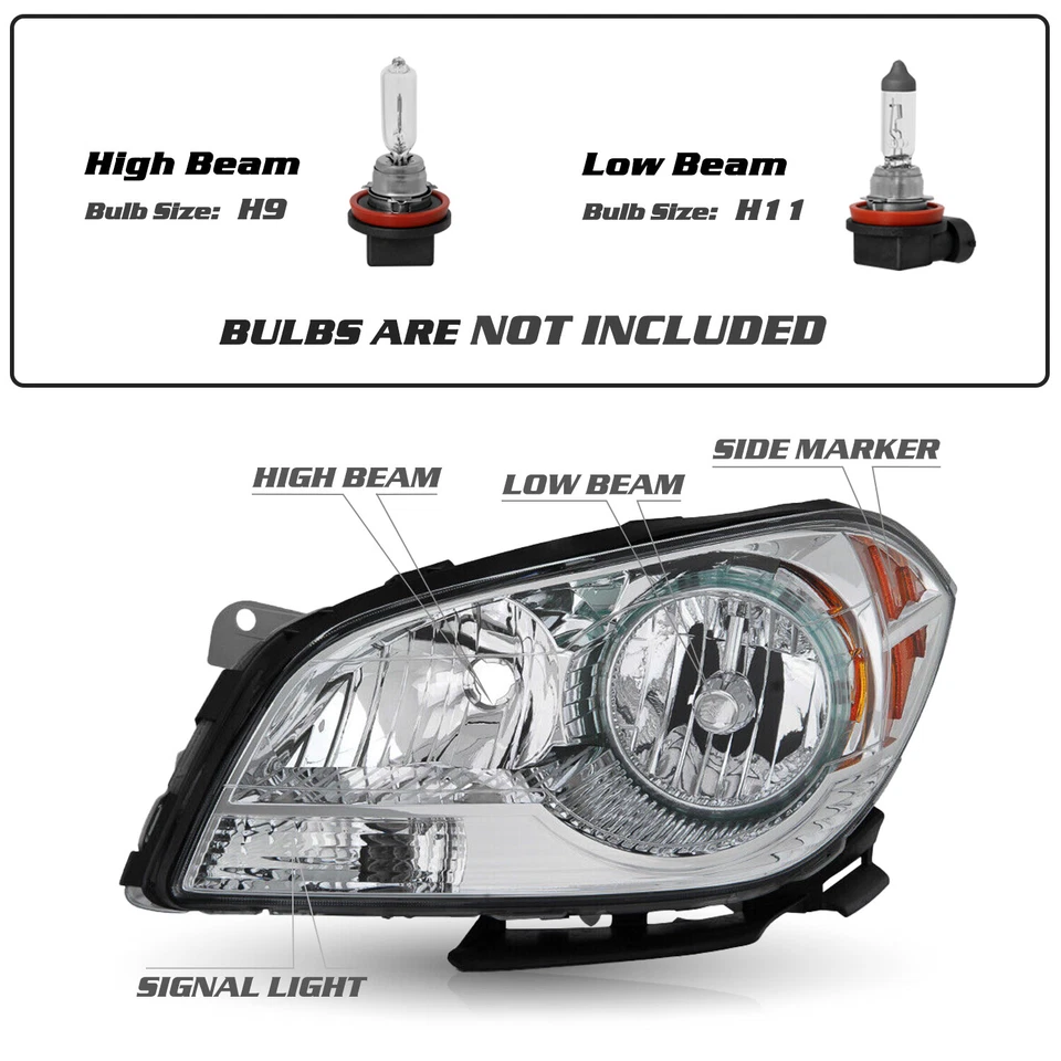 Faro halógeno lado izquierdo conductor Chevy Malibu 2008-2012 08-12 Foto 2 de 4