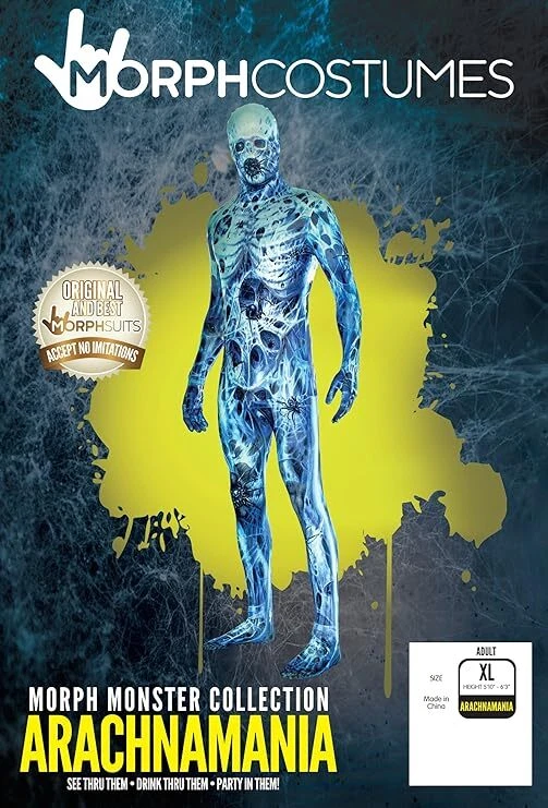 Adulto Arachnomania Morphsuit Esqueleto Araña Zentai Traje Halloween Disfraz M-XXL Foto 3 de 4