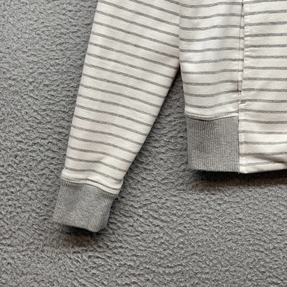 Laura Scott Women Jacket Gray White Stripe Long Sleeve Cowl Neck Full Zip Size M - Image 3 of 4